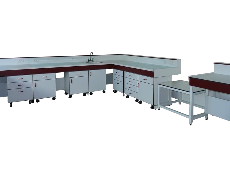 aménagement laboratoire paillasses murales meubles cuves